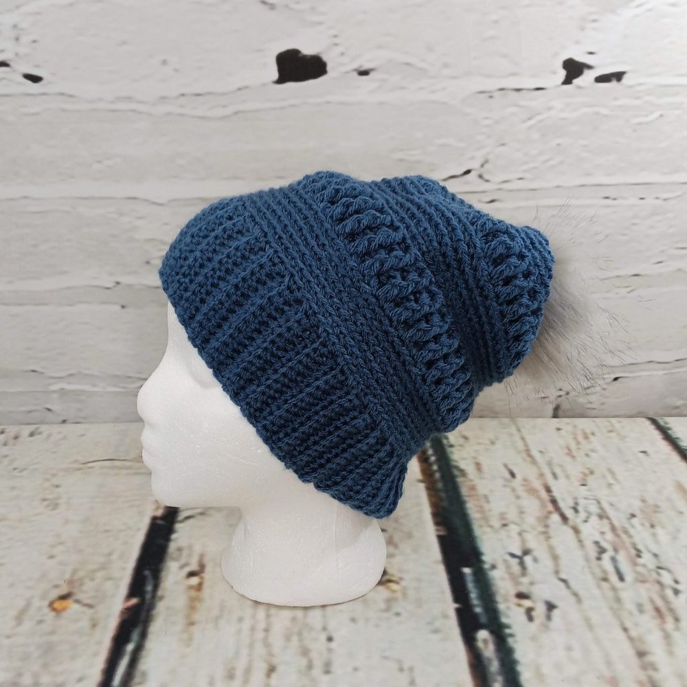Duncan Street Designs Adelaide Hand Crocheted Slouchy Hat with Pom Pom - Picture 4 of 7